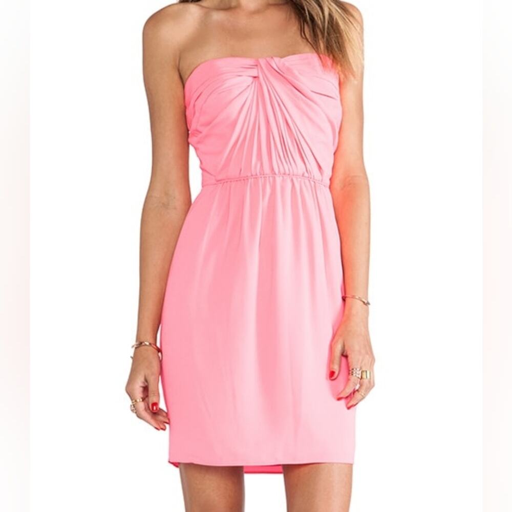 Shoshanna Strapless Zoya Dress in Neon Pink, 0